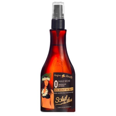 Soleil des iles – HUILE SÈCHE SPF0  AVEC ACCELERATEUR DE BRONZAGE PARFUM VANILLE 150 ML