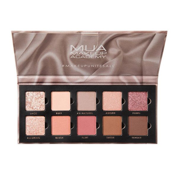 MUA MAKEUP ACADEMY 10 SHADE EYESHADOW PALETTE – SILK NUDES